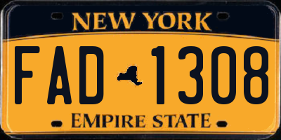 NY license plate FAD1308