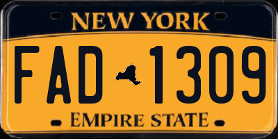 NY license plate FAD1309