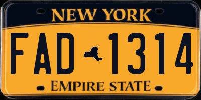 NY license plate FAD1314