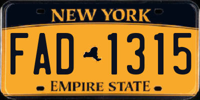 NY license plate FAD1315