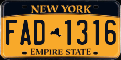 NY license plate FAD1316