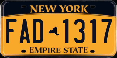 NY license plate FAD1317