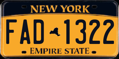 NY license plate FAD1322