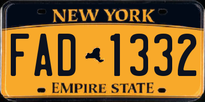 NY license plate FAD1332