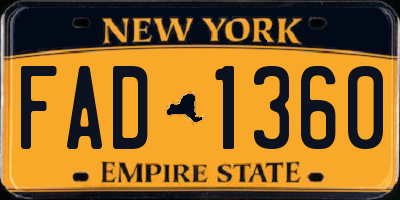 NY license plate FAD1360