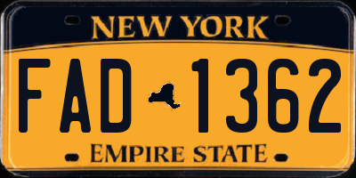 NY license plate FAD1362