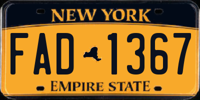 NY license plate FAD1367