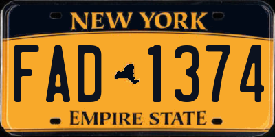 NY license plate FAD1374