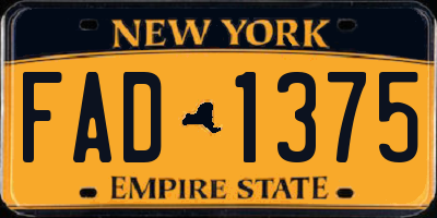 NY license plate FAD1375