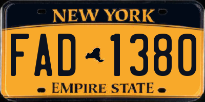 NY license plate FAD1380