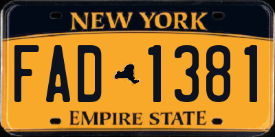 NY license plate FAD1381