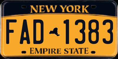 NY license plate FAD1383