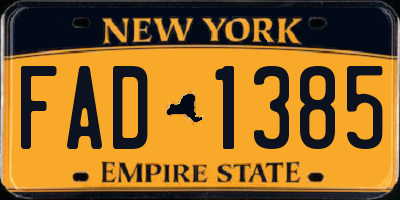 NY license plate FAD1385