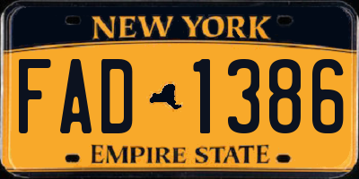 NY license plate FAD1386