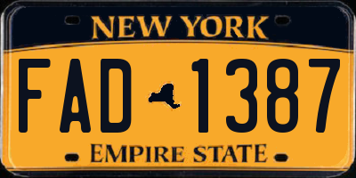 NY license plate FAD1387