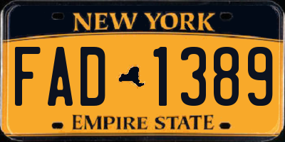 NY license plate FAD1389