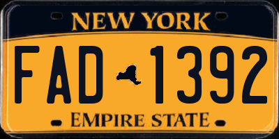 NY license plate FAD1392