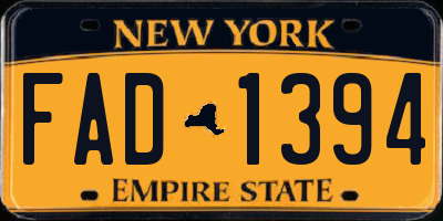 NY license plate FAD1394