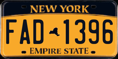 NY license plate FAD1396