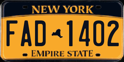 NY license plate FAD1402