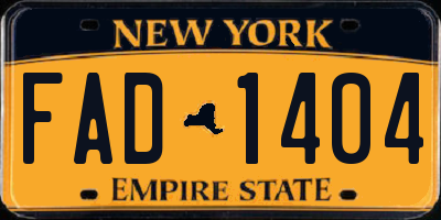 NY license plate FAD1404