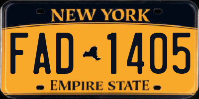 NY license plate FAD1405