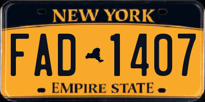 NY license plate FAD1407