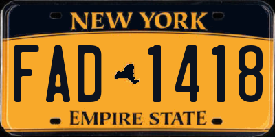 NY license plate FAD1418