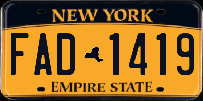 NY license plate FAD1419