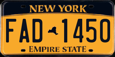 NY license plate FAD1450