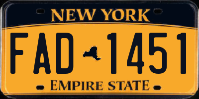 NY license plate FAD1451