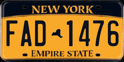 NY license plate FAD1476