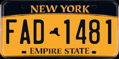 NY license plate FAD1481