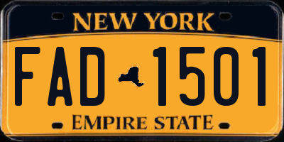 NY license plate FAD1501