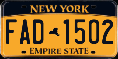 NY license plate FAD1502