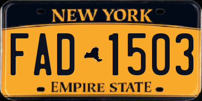 NY license plate FAD1503