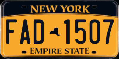 NY license plate FAD1507