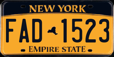 NY license plate FAD1523