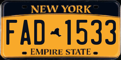 NY license plate FAD1533