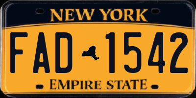 NY license plate FAD1542