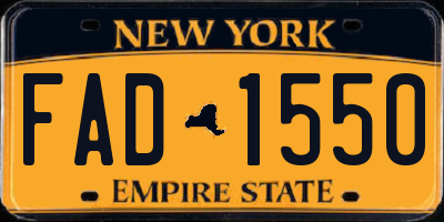 NY license plate FAD1550