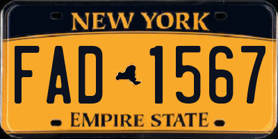 NY license plate FAD1567