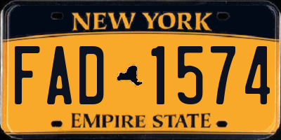 NY license plate FAD1574