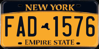 NY license plate FAD1576