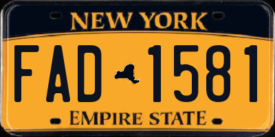 NY license plate FAD1581