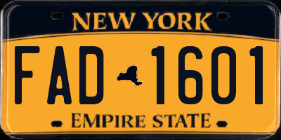 NY license plate FAD1601