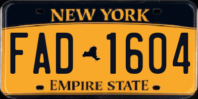 NY license plate FAD1604