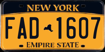 NY license plate FAD1607