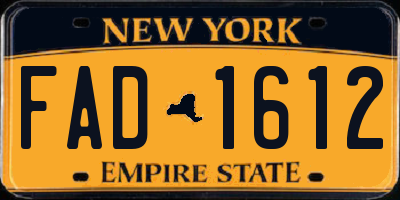 NY license plate FAD1612