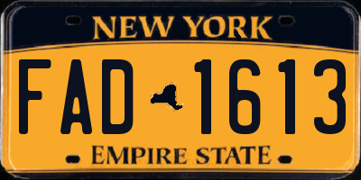 NY license plate FAD1613